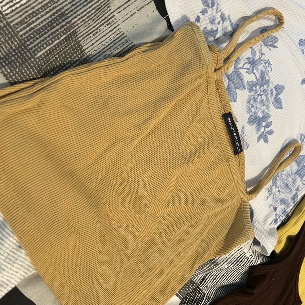 4/$15⚡️Brandy Melville Tan Ribbed Tank Top